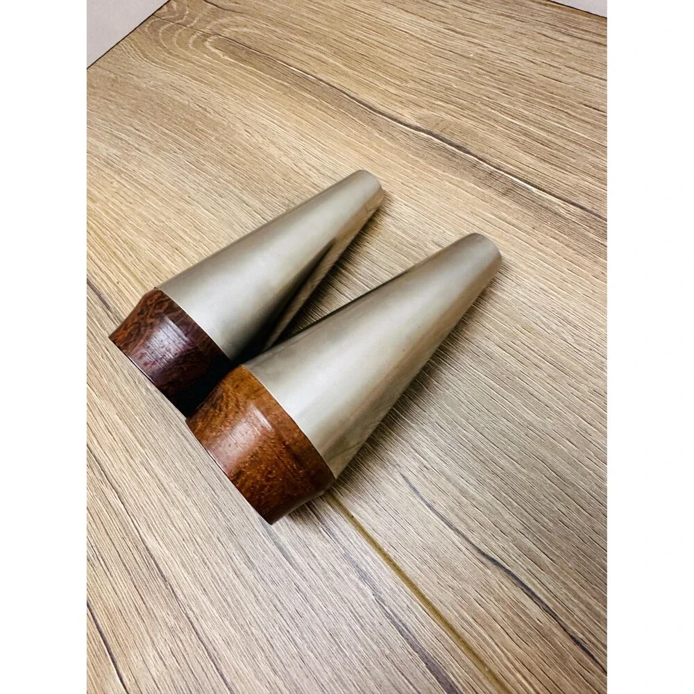 Vintage Danish Lundtofte Lone Sachs MCM Cone Salt & Pepper Stainless and Walnut